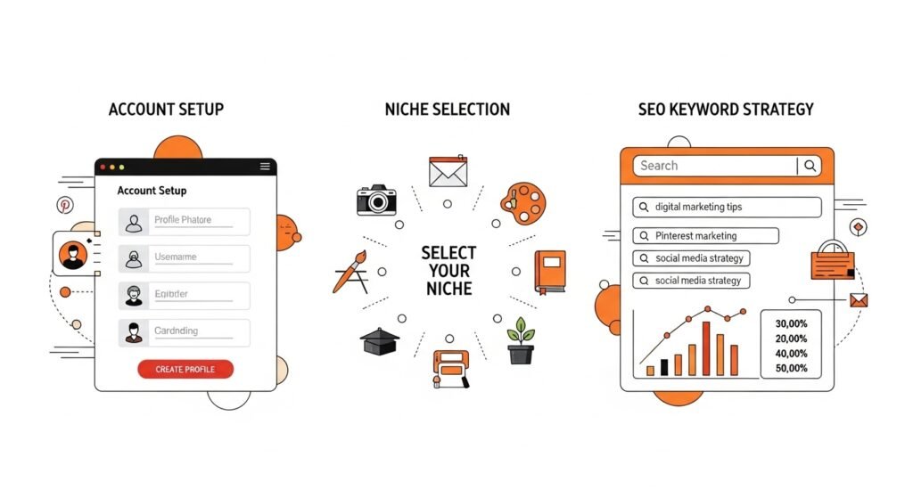 account setup , nieche , and SEO Keyword strategy.. 